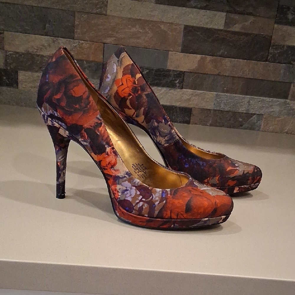 Antiqued Patina Floral Heels
